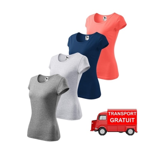 Set 4 tricouri pentru femei - gri inchis, gri deschis,albastru inchis, coral, 122