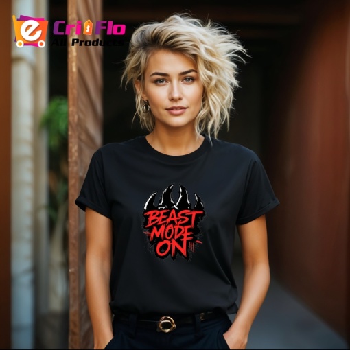 Tricou Beast Mode On Text Rosu Intens, Copii | Dama | Barbat, culoare negru