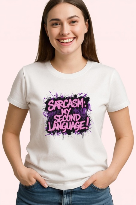 Tricou Sarcasm My Second Language Text Roz, Copii | Dama | Barbat