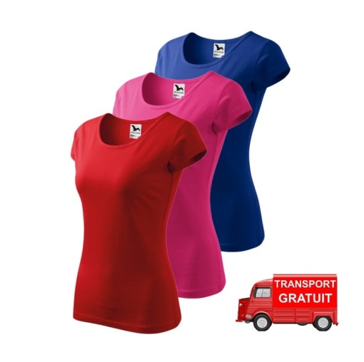 Set 3 tricouri cu decolteu dama, din bumbac 100% pentru femei, rosu, purpuriu, albastru 122