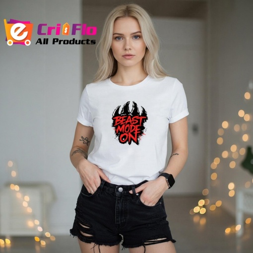 Tricou Beast Mode On Text Rosu Intens, Copii | Dama | Barbat