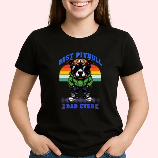 Tricou Best Pitbull dad ever Negru, Copii | Dama | Barbat