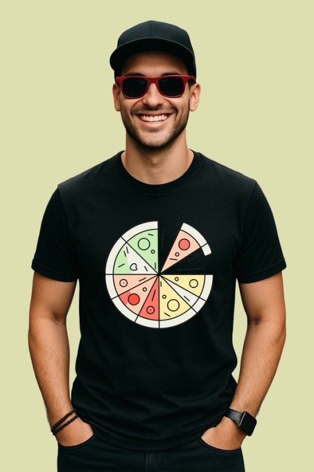 Tricou Felie Pizza Minimal Ilustratie, Copii | Dama | Barbat, culoare negru