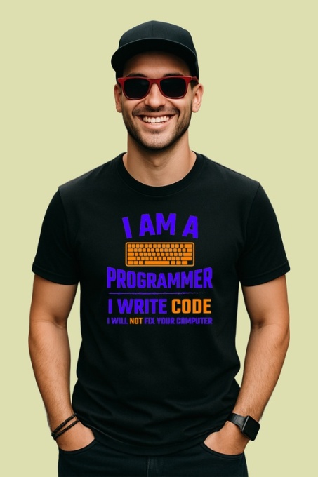 Tricou i am a programmer i write code mesaj ironic calculator, Copii | Dama | Barbat , tricou negru