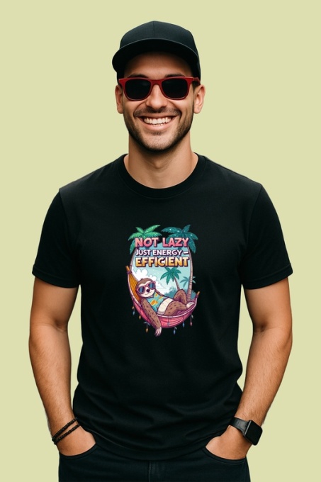 Tricou Not Lazy Just Energy Efficient Chill, Copii | Dama | Barbat, culoare negru