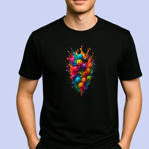 Tricou Simley Emojy tip bilute colorate Negru, Copii | Dama | Barbat