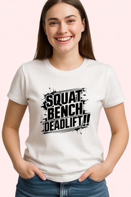 Tricou Squat Bench Deadlift Text Simplu, Copii | Dama | Barbat