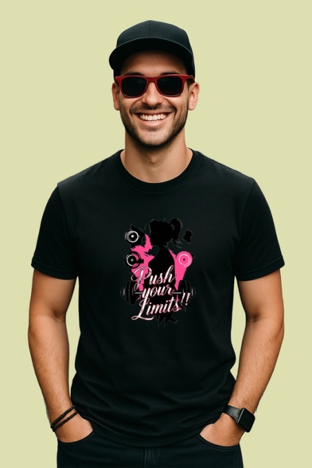Tricou Push Your Limit Silueta Femeie Haltere, Copii | Dama | Barbat, culoare negru