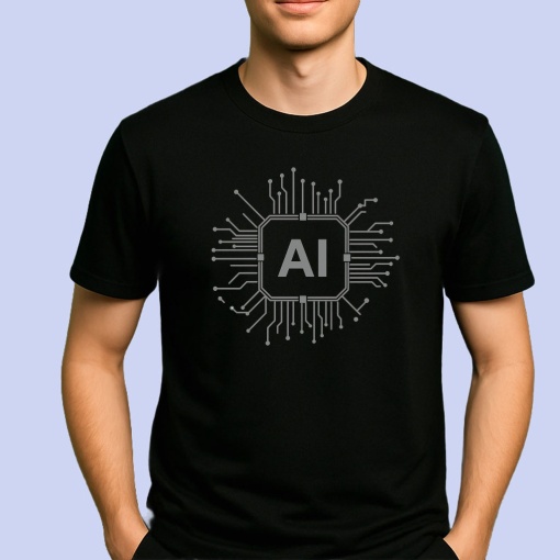 Tricou Ai Procesor Integrat Inteligenta Negru, Copii | Dama | Barbat