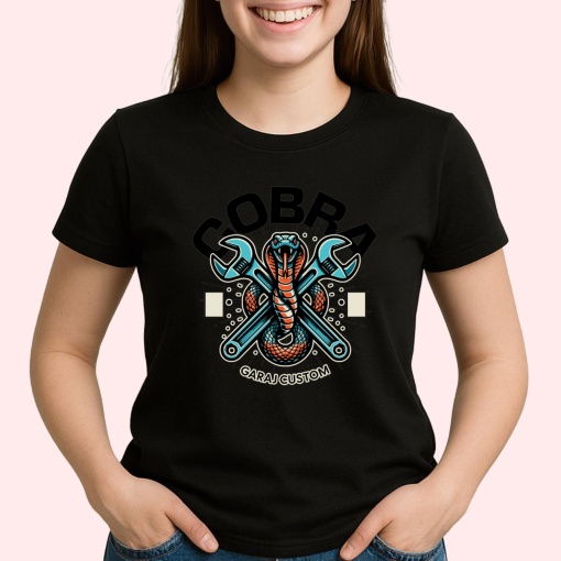 Tricou Cobra, Garaj Custom Negru, Copii | Dama | Barbat