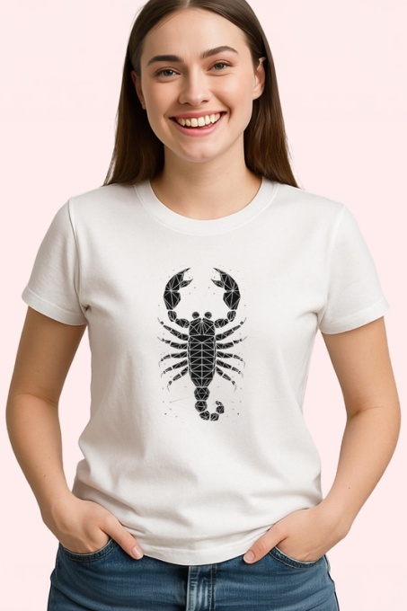 Tricou Scorpion Alb Negru Geometrie, Copii | Dama | Barbat