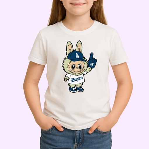 Tricou Labubu yankees albastru, Unisex Dama si Barbat | Copii