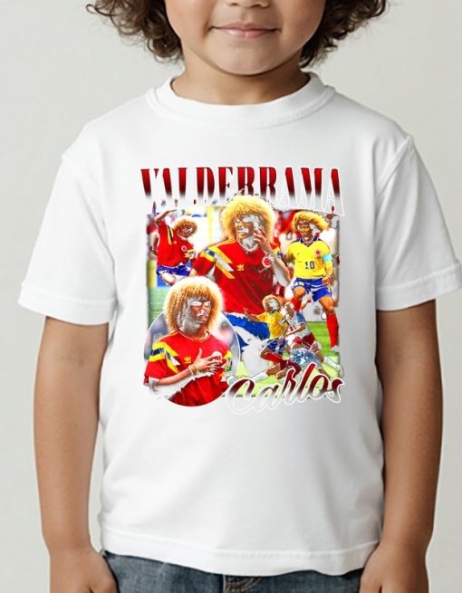 Tricou pentru copii - Carlos Valderrama - Colombian Flair - Carlos Valderrama, Colombia, fotbal copii