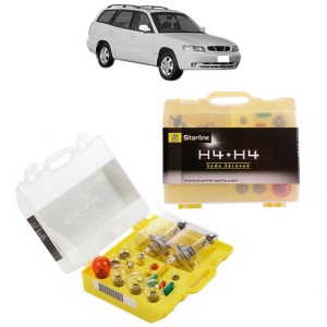 Kit trusa Set becuri H4 compatibila cu DAEWOO NUBIRA (J100) din 1997-1999, bec far, semnalizare , pozitie, iluminare numar, frana, plafoniera, stop frana