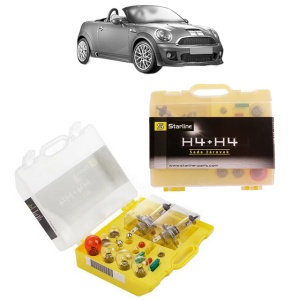 Kit trusa Set becuri H4 compatibila cu MINI MINI Roadster (R59) din 2011-2015, bec far, semnalizare , pozitie, iluminare numar, frana, plafoniera, stop frana