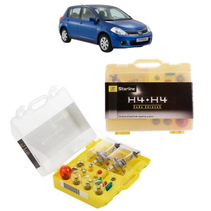 Kit trusa Set becuri H4 compatibila cu NISSAN TIIDA Hatchback (C11) din 2004-2011, bec far, semnalizare , pozitie, iluminare numar, frana, plafoniera, stop frana