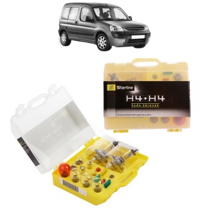 Kit trusa Set becuri H4 compatibila cu PEUGEOT PARTNER TEPEE din 2008-2018, bec far, semnalizare , pozitie, iluminare numar, frana, plafoniera, stop frana