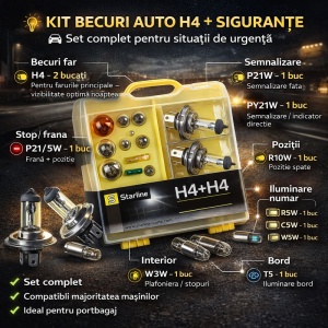 Kit trusa Set becuri H4 compatibila cu RENAULT KANGOO (KC0/1_) din 1997-2018, bec far, semnalizare , pozitie, iluminare numar, frana, plafoniera, stop frana - Img 6