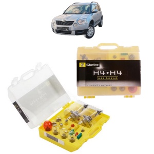 Kit trusa Set becuri H4 compatibila cu SKODA YETI (5L) din 2009-2017, bec far, semnalizare , pozitie, iluminare numar, frana, plafoniera, stop frana