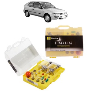 Kit trusa Set becuri H4 compatibila cu TOYOTA COROLLA Compact (_E10_) din 1992-1997, bec far, semnalizare , pozitie, iluminare numar, frana, plafoniera, stop frana