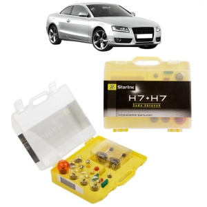 Kit trusa Set becuri H7 compatibila cu AUDI A5 (8T3) din 2007-2017, bec far, semnalizare , pozitie, iluminare numar, frana, plafoniera, stop frana