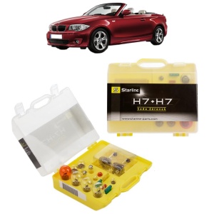 Kit trusa Set becuri H7 compatibila cu BMW 1 Convertible (E88) din 2007-2013, bec far, semnalizare , pozitie, iluminare numar, frana, plafoniera, stop frana