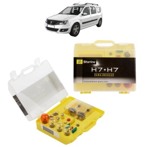 Kit trusa Set becuri H7 compatibila cu DACIA LOGAN MCV II din 2013-2019, bec far, semnalizare , pozitie, iluminare numar, frana, plafoniera, stop frana