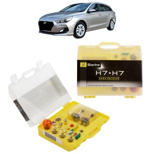 Kit trusa Set becuri H7 compatibila cu HYUNDAI i30 Kombi Van (GDE, GD) din 2015-2017, bec far, semnalizare , pozitie, iluminare numar, frana, plafoniera, stop frana
