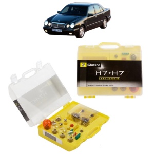 Kit trusa Set becuri H7 compatibila cu MERCEDES-BENZ E-CLASS (W210) din 1995-2002, bec far, semnalizare , pozitie, iluminare numar, frana, plafoniera, stop frana
