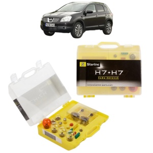 Kit trusa Set becuri H7 compatibila cu NISSAN QASHQAI +2 VAN (JJ10E) din 2008-2014, bec far, semnalizare , pozitie, iluminare numar, frana, plafoniera, stop frana