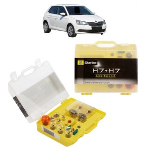 Kit trusa Set becuri H7 compatibila cu SKODA FABIA III Praktik (NJ5) din 2014-2022, bec far, semnalizare , pozitie, iluminare numar, frana, plafoniera, stop frana