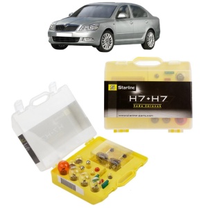 Kit trusa Set becuri H7 compatibila cu SKODA OCTAVIA II (1Z3) din 2004-2013, bec far, semnalizare , pozitie, iluminare numar, frana, plafoniera, stop frana