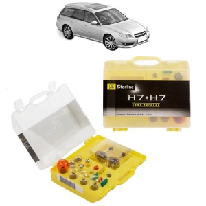 Kit trusa Set becuri H7 compatibila cu SUBARU LEGACY IV Estate (BP) din 2003-2009, bec far, semnalizare , pozitie, iluminare numar, frana, plafoniera, stop frana