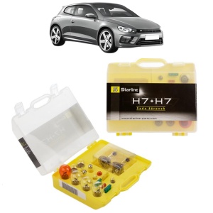 Kit trusa Set becuri H7 compatibila cu Volkswagen SCIROCCO III (137, 138) din 2008-2017, bec far, semnalizare , pozitie, iluminare numar, frana, plafoniera, stop frana