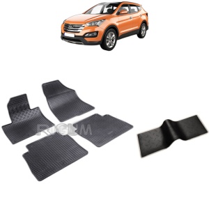 Set 5 covorase auto HYUNDAI SANTA FE I din 2010 - 2012, cu covoras tunel median, Caroserie SUV