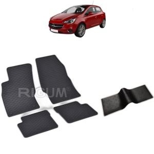 Set 5 covorase auto OPEL CORSA E din 12.2014 - 05.2019, cu covoras tunel median, Caroserie HATCHBACK