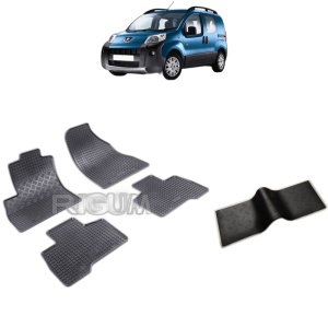 Set 5 covorase auto PEUGEOT BIPPER din 06.2008 - 2017, cu covoras tunel median, Caroserie VAN 5 LOCURI