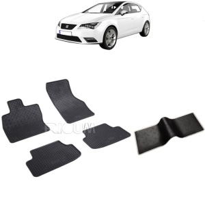 Set 5 covorase auto SEAT LEON III 5F din 11.2012 - 02.2020, cu covoras tunel median, Caroserie HATCHBACK