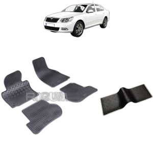 Set 5 covorase auto SKODA OCTAVIA II din 03.2004 - 01.2013, cu covoras tunel median, Caroserie HATCHBACK