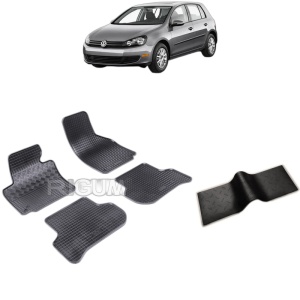 Set 5 covorase auto VOLKSWAGEN GOLF 6 PLUS din 04.2009 - 2012, cu covoras tunel median, Caroserie HATCHBACK