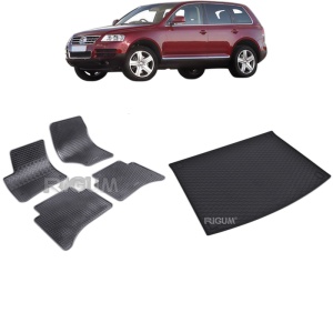 Set Covorase Auto Si Tavita Portbagaj VOLKSWAGEN TOUAREG I din 11.2002 - 2010, caroserie suv, 2 ZONE DE AER CONDITIONAT (FARA CLIMATIZARE SEPARATA PENTRU LOCURILE DIN SPATE)