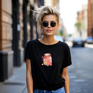 Tricou Borcan cu bomboane Negru, Copii | Dama | Barbat - Img 12