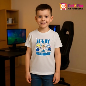 Tricou Labubu birthday albastru, Unisex Dama si Barbat | Copii - Img 4