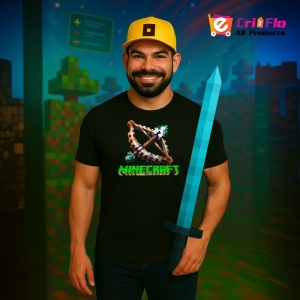 Tricou Minecraft Arc De Lemn Tricou Negru Copii | Dama | Barbat - Img 5