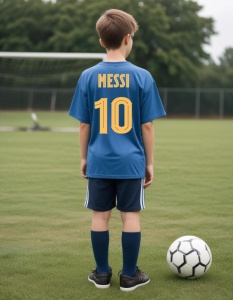 Tricou Personalizat pentru Copii cu Messi la 10 Barcelona - Cadou Ideal pentru Fanii Fotbalului - Messi 10 Barcelona Tricou Copii - Img 1