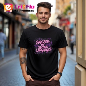 Tricou Sarcasm My Second Language Text Roz, Copii | Dama | Barbat, culoare negru - Img 4