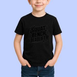 Tricou Squat Bench Deadlift Text Simplu, Copii | Dama | Barbat, culoare negru - Img 3