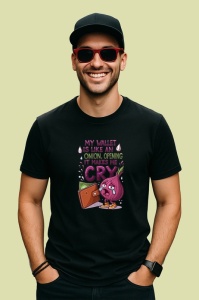 Tricou Wallet Onion Makes Me Cry, Copii | Dama | Barbat, culoare negru - Img 2