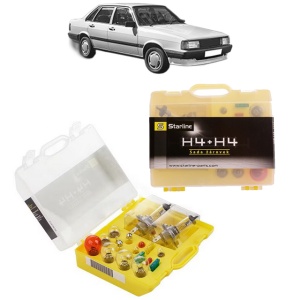 Kit trusa Set becuri H4 compatibila cu AUDI 80 B2 Saloon (811, 813, 814, 819, 853) din 1978-1987, bec far, semnalizare , pozitie, iluminare numar, frana, plafoniera, stop frana
