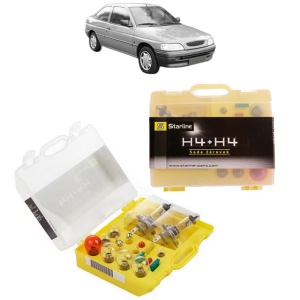 Kit trusa Set becuri H4 compatibila cu FORD ESCORT V Saloon (AFL) din 1993-1995, bec far, semnalizare , pozitie, iluminare numar, frana, plafoniera, stop frana